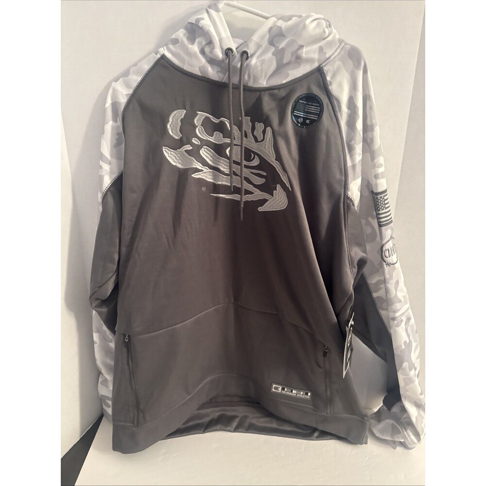 LSU Tigers Colosseum OHT Brass Camo Hoodie Mens Size 2XL Grey/White NWT